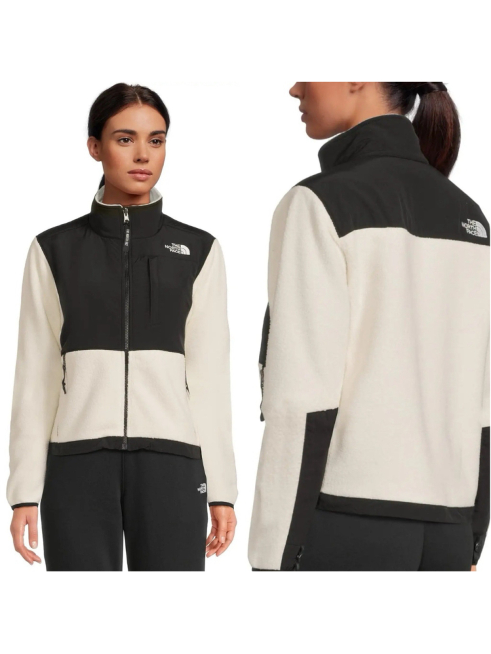 North Face Womens Retro Cream Denali Full Zip Jacket Fleece XL
